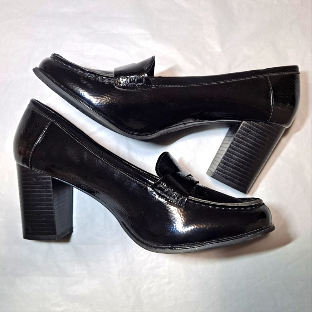 Jones New York Cypress Heeled Penny Loafers Women's 8.5M Black Patent 3" Heels - Picture 11 of 14